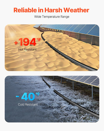 30.48m/100FT Solar Panel Extension Cable, 6mm²/10AWG Solar Extension Cable Wire, 6mm² IP67 Waterproof PV Cable for Home, Ship and RV Solar Panels, Black