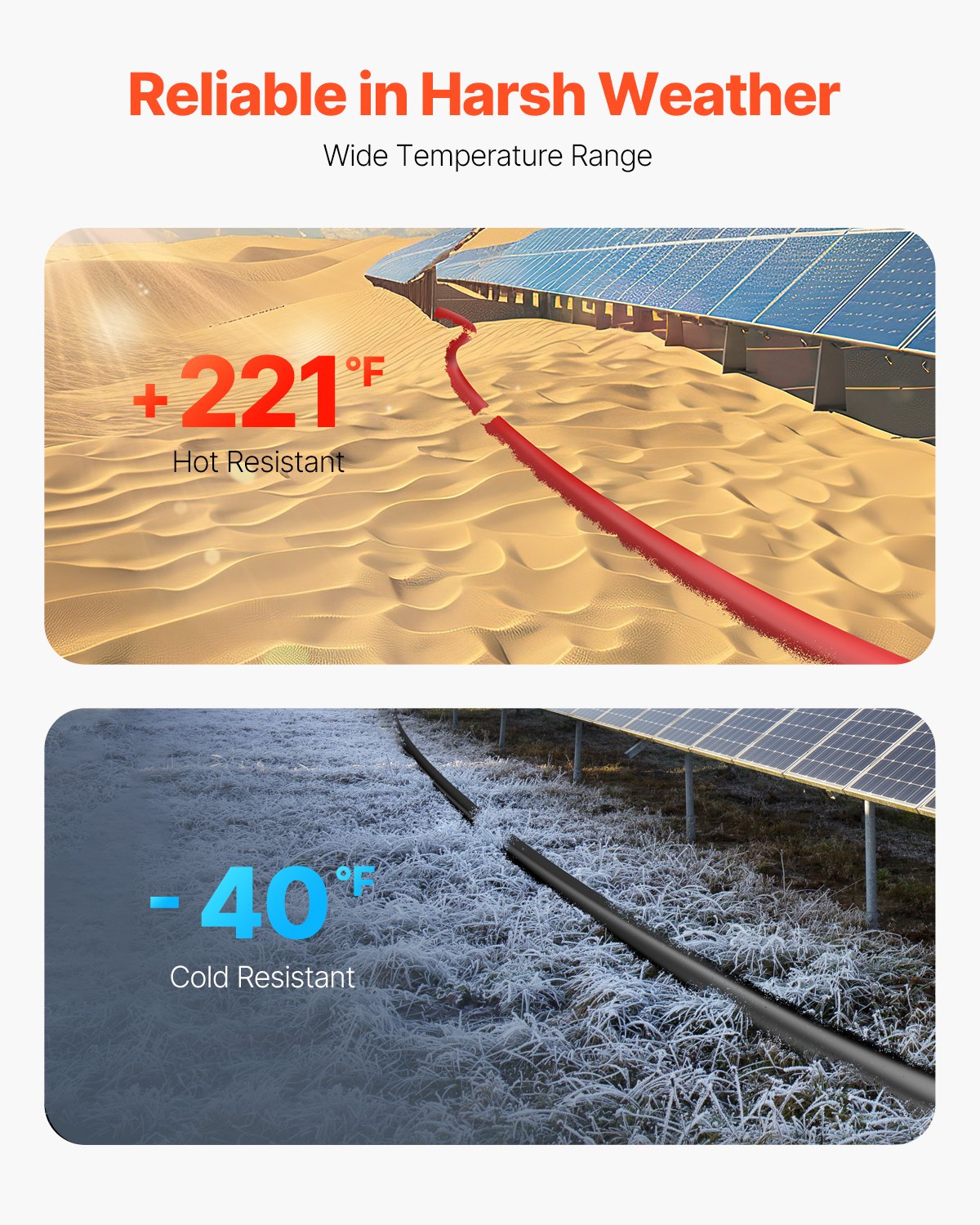 30.48m/100FT Solar Panel Extension Cable, 6mm²/10AWG Solar Extension Cable Wire with Female & Male Waterproof Connectors, 6mm² PV Cable for Home, Ship and RV Solar Panels, 30.48m/100FT Black + 30.48m/100FT Red (Set of 2)