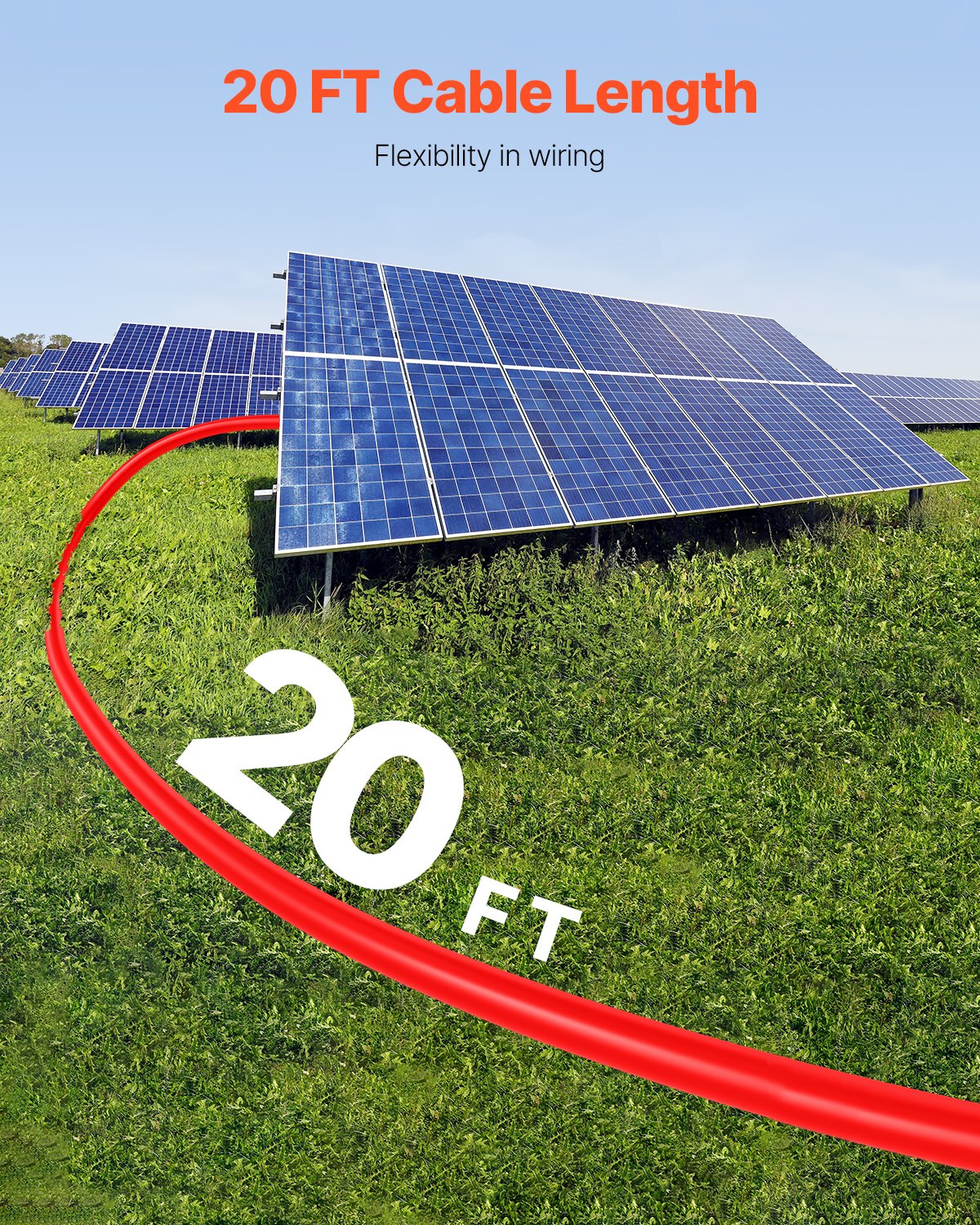 6.1m/20FT Solar Panel Extension Wire with Female & Male Connectors 10AWG/6 mm² 1 Pair