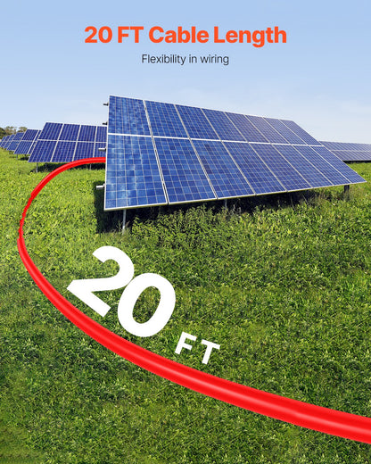 6.1m/20FT Solar Panel Extension Wire with Female & Male Connectors 10AWG/6 mm² 1 Pair