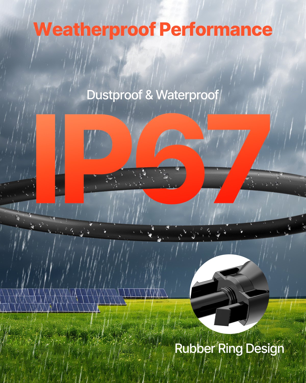 6.1m/20FT Solar Panel Extension Wire with Female & Male Connectors 10AWG/6 mm² 1 Pair