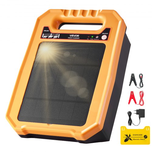 Solcellsladdare för staket, 0,3J 8 kV solcellsdriven staketladdare, 3 km räckvidd, väderbeständigt elstängselaggregat, 7 dagars drifttid, för boskap, fjäderfä, trädgårdsskydd