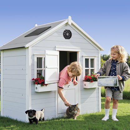 Gavelmonterad fläkt, 12 tums solenergidriven vindsfläkt med justerbar termostat och yttre nät, 1300 CFM husfläkt kyler upp till 1850 kvm, tyst ventilation för tak, garage, butik, svart