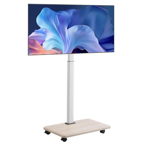 Rolling TV Stand, Mobile TV Cart for 32-70 Inch Screens, 25° Left-Right Rotation and Height Adjustable TV Mount on Wheels, Holds up to 99 lbs for Corner, Bedroom, Outdoor, Max VESA 600x400mm