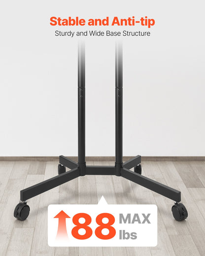 Rullande TV-stativ, mobil TV-vagn för 32-65 tums skärmar, höjdjusterbart, bärbart skärmstativ med hjul, klarar upp till 36 kg för vardagsrum, sovrum, kontor, utomhusbruk, max VESA 400x400 mm