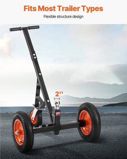 Trailer Dolly, 1000lbs Tongue Weight Capacity, Carbon Steel Trailer Mover with 2 inch Ball, 14 inch Pneumatic Tires, Portable Tow Dolly for Moving RV Trailer