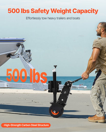 Släpvagnsvagn, 500 kg tungviktskapacitet, 13 tum-23,2 tum höjdjusterbar släpvagnsvagn, 9-tums pneumatiska gummidäck, manuell eller elektrisk skiftnyckeldrift, för flytt av husbilssläpvagn