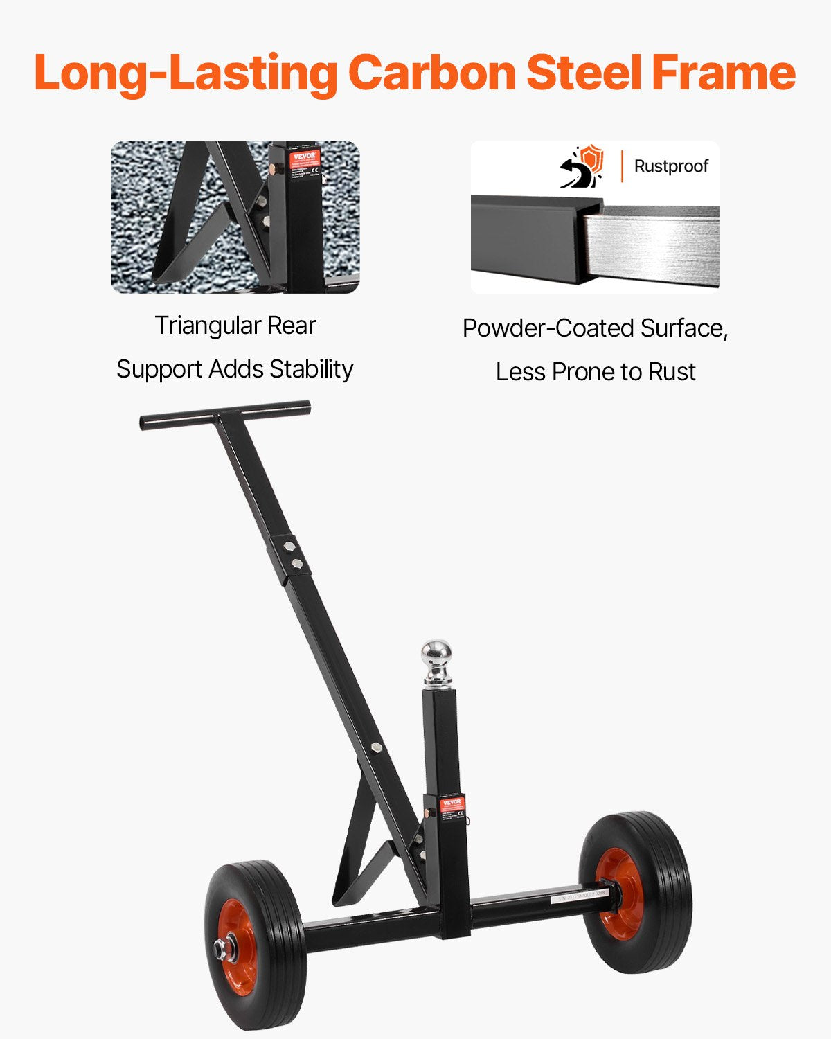 Trailer Dolly, 600lbs Tongue Weight Capacity, Carbon Steel Trailer Mover with 1-7/8 in Hitch Ball and 10 in Solid Tires, Portable Tow Dolly for Moving Car RV Boat Trailer