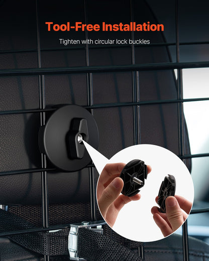 Dog Car Barrier, 35.4"-60.6" Adjustable Car Divider for Trunk Cargo Area, Universal-Fit Back Seat Heavy-Duty Wire Mesh Dogs Separator Guard Net, Vehicle Pet Barrier for Sedans, Trucks and SUVs