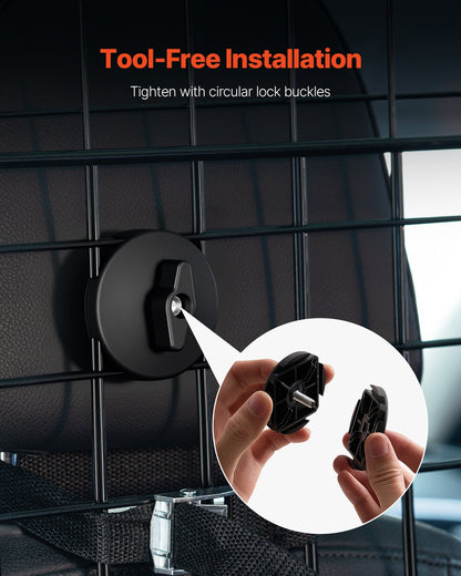 Dog Car Barrier, 38"-66.3" Adjustable Car Divider for Trunk Cargo Area, Universal-Fit Back Seat Heavy-Duty Wire Mesh Dogs Separator Guard Net, Vehicle Pet Barrier for Sedans, Trucks and SUVs