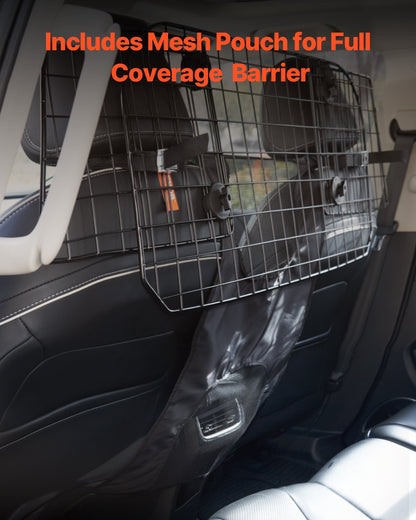 Dog Car Barrier, 35.4"-60.6" Adjustable Car Divider for Front Seat Installation, Universal-Fit Heavy-Duty Wire Mesh Dogs Separator Guard Net, Vehicle Pet Barrier for Sedans, Trucks and SUVs