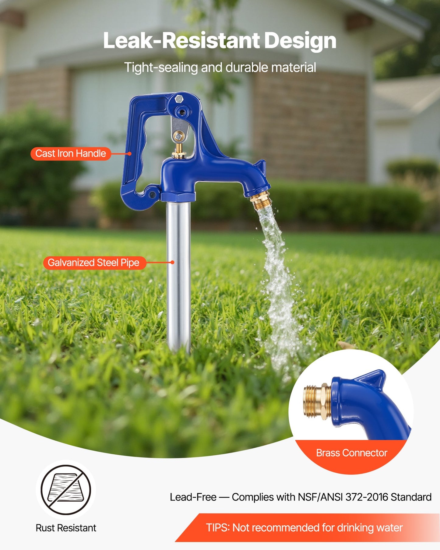 Frost Proof Yard Hydrant, 980mm Freeze-Proof Outdoor Water Faucet with 305mm Bury Depth, G 3/4" Pipe Connection & Hose Coupling, No Lead Freezeless Hydrant for Yard Garden Farm Irrigation