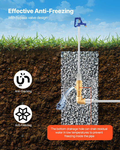 Frost Proof Yard Hydrant, 980mm Freeze-Proof Outdoor Water Faucet with 305mm Bury Depth, G 3/4" Pipe Connection & Hose Coupling, No Lead Freezeless Hydrant for Yard Garden Farm Irrigation