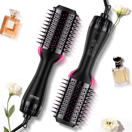 Hair Blow Dryer Brush, 4 in 1 Ionic Hair Dryer and Styler Volumizer with 75mm Ceramic Coating Oval Barrel & 3 Heat Settings, Professional Hot Air Styling Brush for Straightening Drying Curling