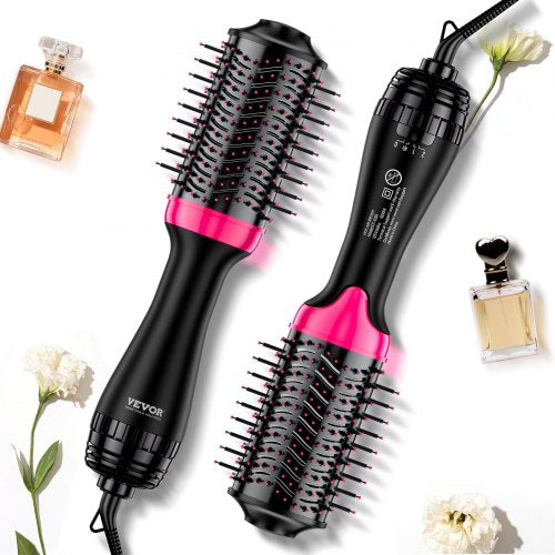 Hair Blow Dryer Brush, 4 in 1 Ionic Hair Dryer and Styler Volumizer with 65mm Ceramic Coating Oval Barrel & 3 Heat Settings, Professional Hot Air Styling Brush for Straightening Drying Curling