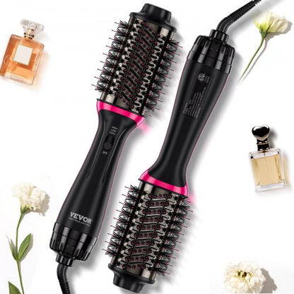 Hair Blow Dryer Brush, 4 in 1 Ionic Hair Dryer Styler and Volumizer with Electroplated Titanium & 65mm Ceramic Coating Oval Barrel, 3-Temp Hot Air Styling Brush for Drying Straightening Curling