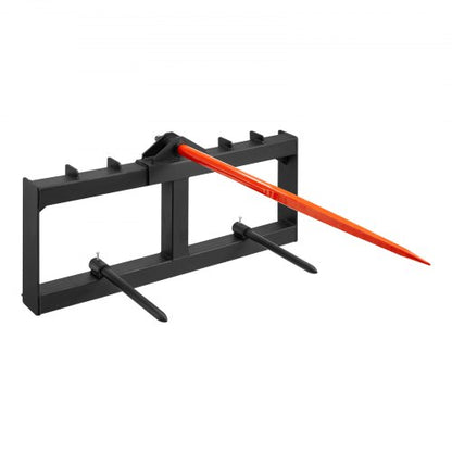 49" Hay Spear, Bale Spears 1600lbs Loading Capacity, Skid Steer Loader Tractor Attachment with 2pcs 17.5" Stabilizer Spears, Quick Attach Spike Forks