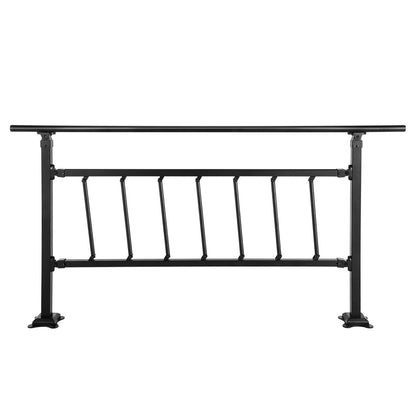 Outdoor Stair Railing, Fits for 1-4 Steps Transitional Wrought Iron Handrail, Adjustable Exterior Stair Railing, Handrails for Concrete Steps with Installation Kit, Matte Black Outdoor Handrail