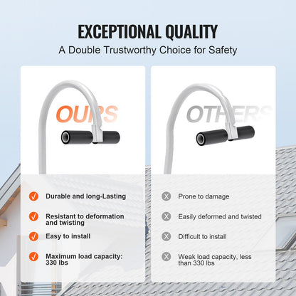 Stegstabilisator, 2-i-1-förlängningskrok för väggstege, tillbehör till taknockstege både horisontellt och vertikalt, kraftig T-stång i stål med gummigrepp, snabb åtkomst till branta tak