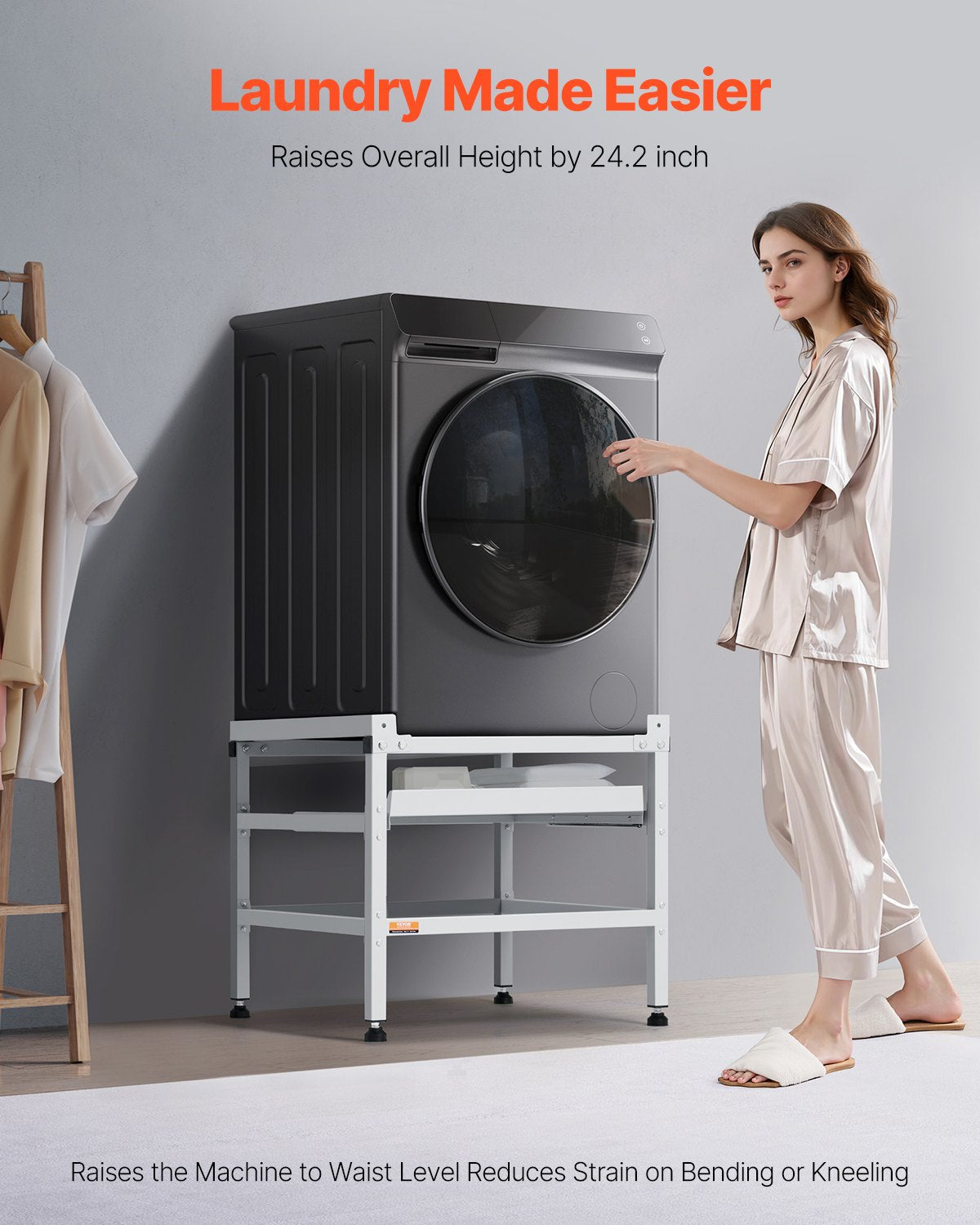 Washing Machine Stand, 25.2x25-Inch Washer Laundry Pedestal, 300LBS Load Capacity Washer And Dryer Pedestal Base with Tray, 4 Adjustable Feet for Lifting Washing Machines, Carbon Steel