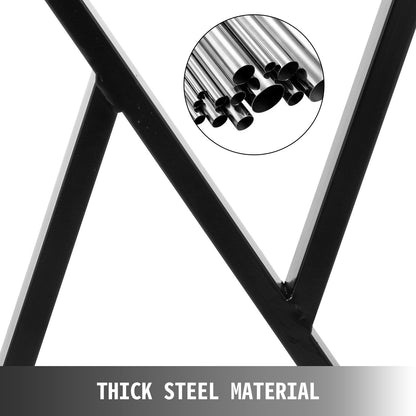Bordsben i metall, set med 2 matbordsben, svarta skrivbordsben, 71 cm höjd, 61 cm bredd, bänkben, soffbordsben, 800 kg lastkapacitet, stålbordsben, kraftig bas, modern (sickzack-stil)