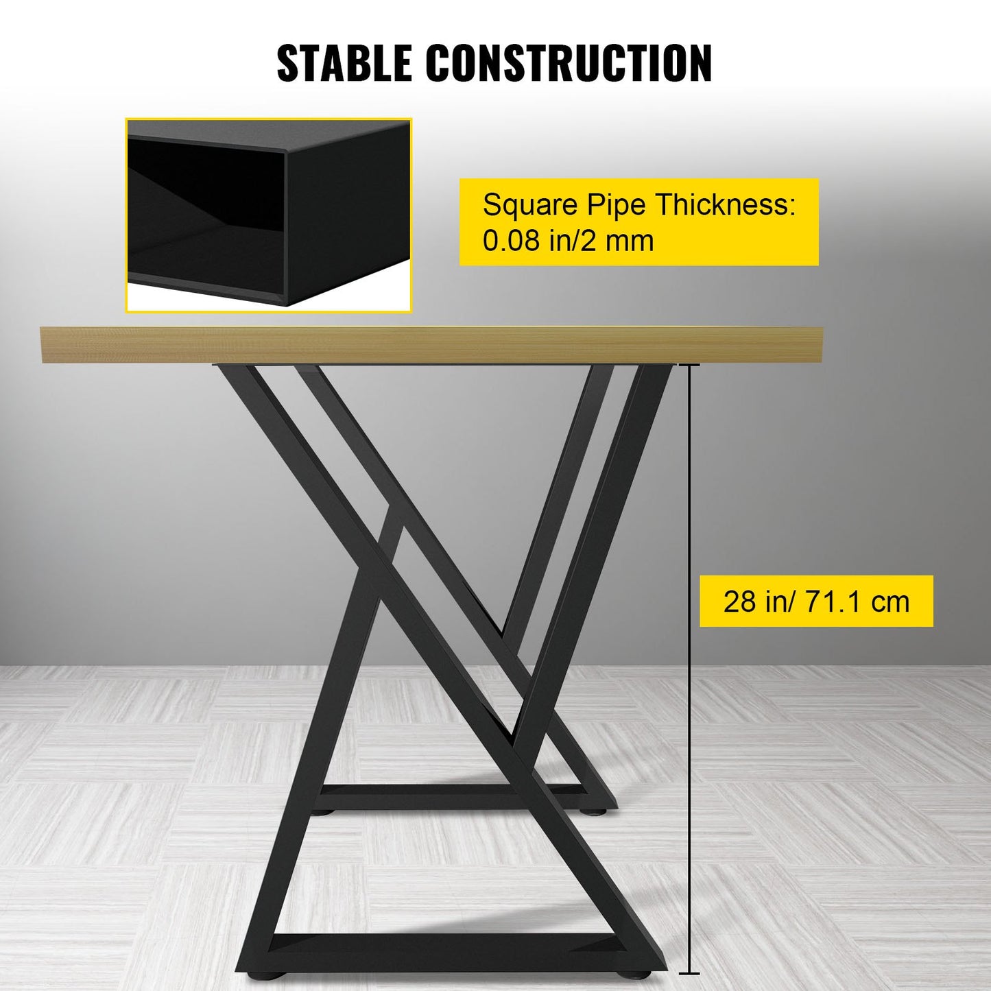 Z Shape Metal Table Legs Dining Table Legs 28"x18"/71.1 x 45.7 cm Desk Legs Set of 2