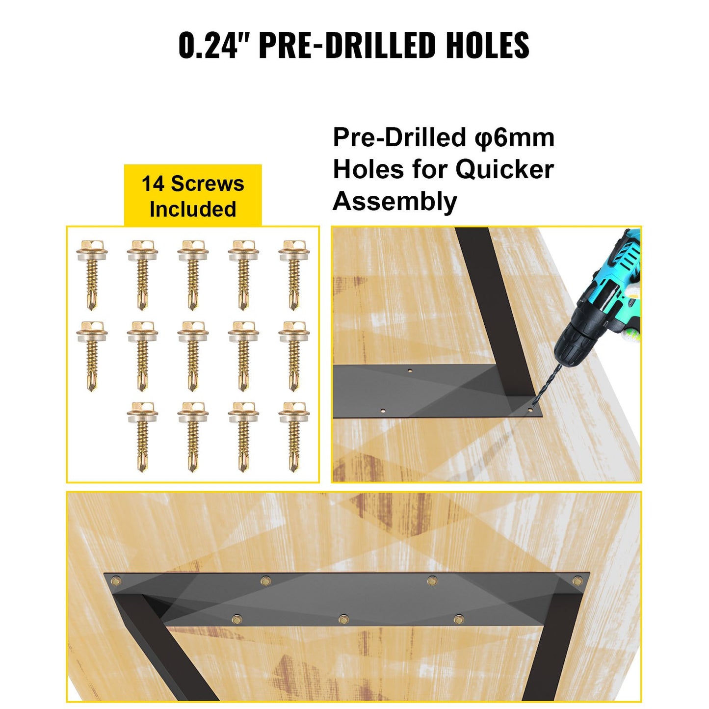 Z Shape Metal Table Legs Dining Table Legs 28"x18"/71.1 x 45.7 cm Desk Legs Set of 2