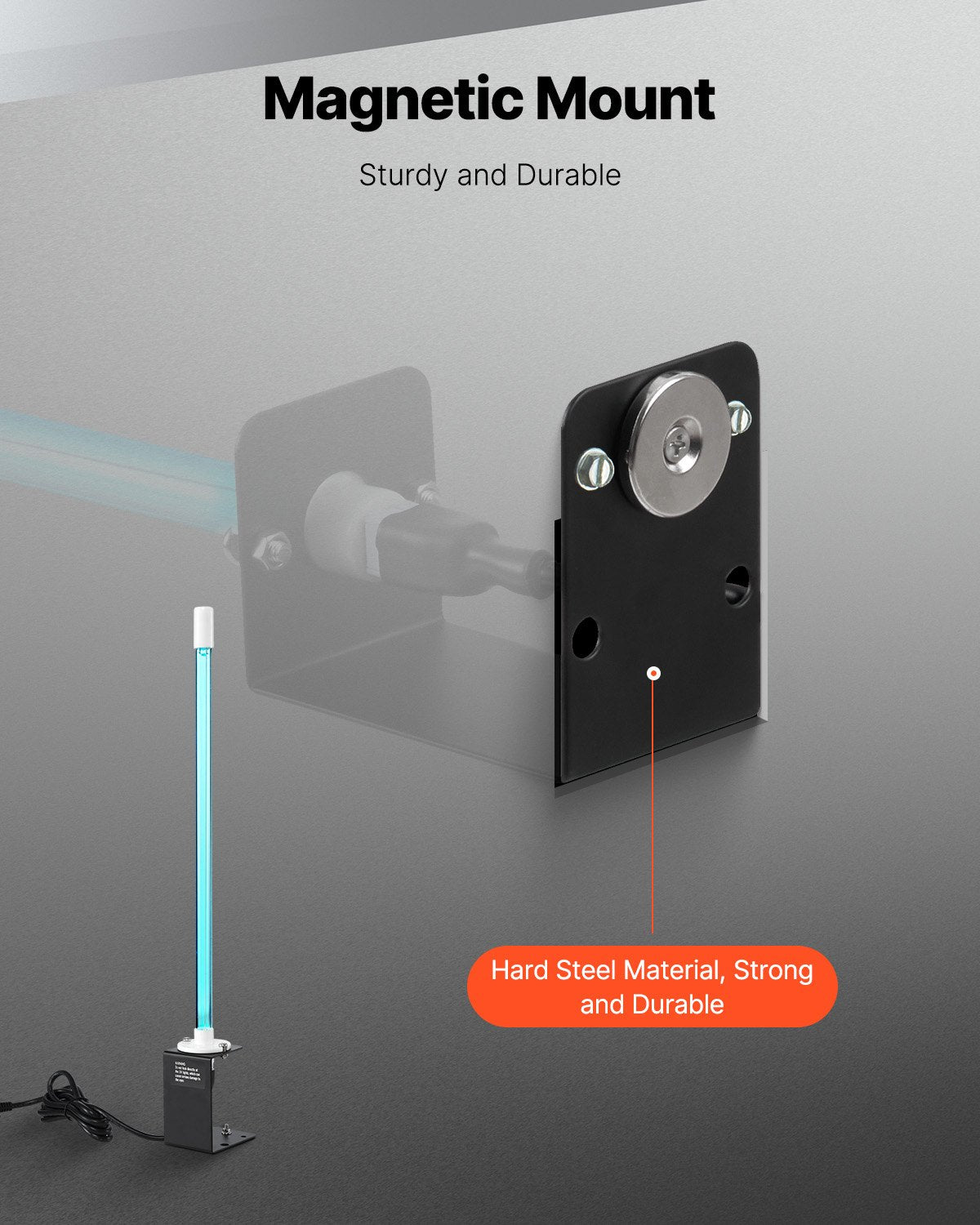 HVAC luftrenare, 25W 17 tum, UV UVC-ljusspolrengörare med magnet i kanal för AC (luftkonditionering) kanal, luftskrubber med 1 ersättningslampa, HVAC UV-lampor för AC-system