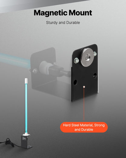 HVAC luftrenare, 25W 17 tum, UV UVC-ljusspolrengörare med magnet i kanal för AC (luftkonditionering) kanal, luftskrubber med 1 ersättningslampa, HVAC UV-lampor för AC-system