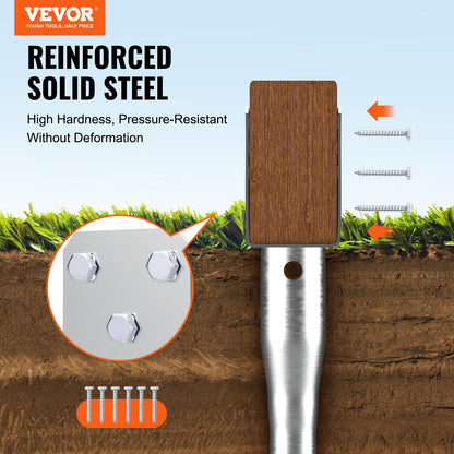 No Dig Ground Anchor, 4 Pack 3.94 x 2.76 x 27.56 in/10 x 7 x 70 cm DIY Screw in Post Stake, Includes 6 Lag Bolts & a Rebar, U-Shape Heavy Duty Steel Post Holder, Great for Mailbox Posts and Fence Posts