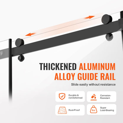 Ramlös duschdörr, 136-139 cm B x 183 cm H, skjutdörr i glas med 8 mm klart SGCC-härdat glas, vattentät, splittersäker, fläckbeständig med rostfria beslag, mattsvart