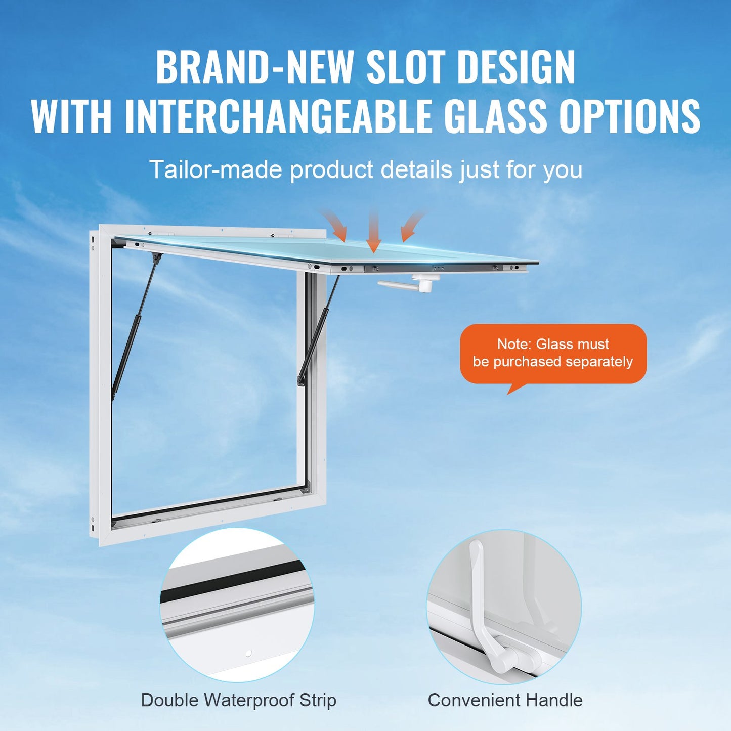 Fönster för matvagnar, 36"x36" servicefönster i aluminiumlegering för matvagnar, upp till 85 graders stående serveringfönster med markisdörr och dragkrok, för matvagnar med släpvagnar