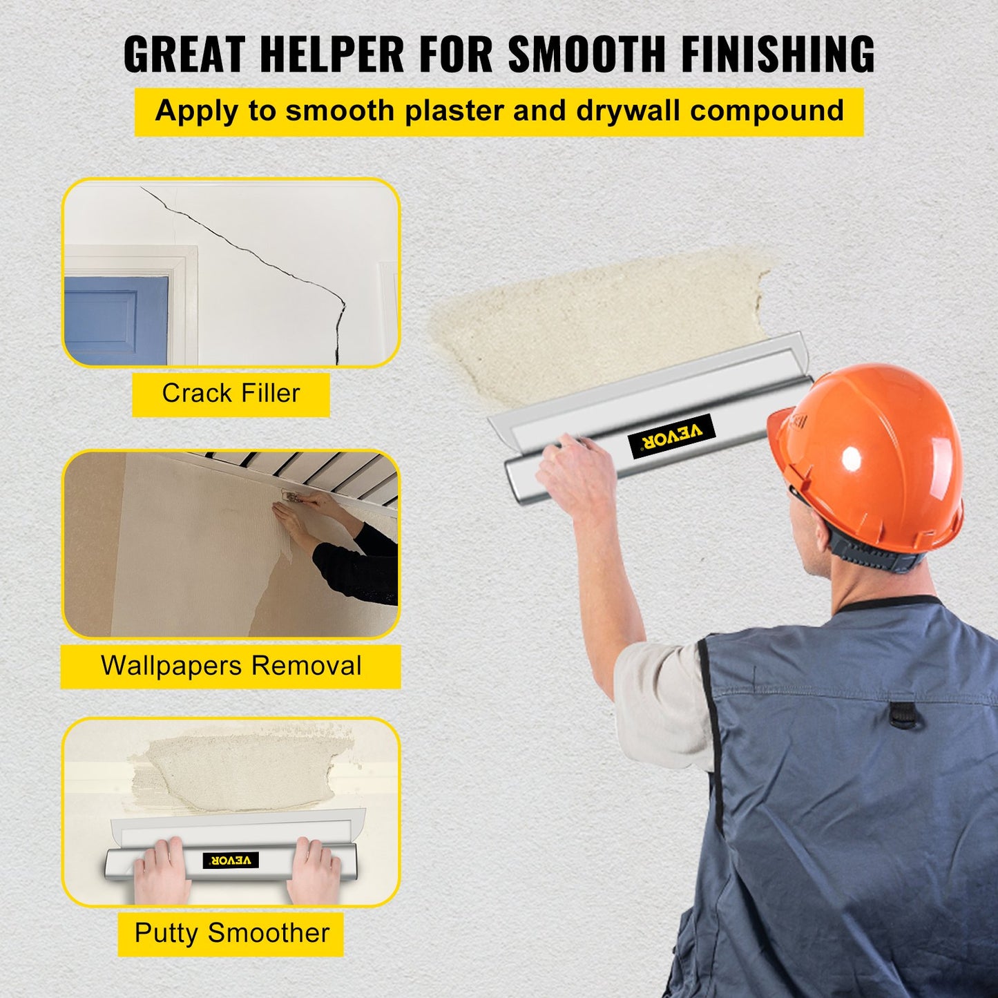 Drywall Skimming Blade Putty Knife Combo 25.4/40.6/61 cm Finishing Trowel Tool