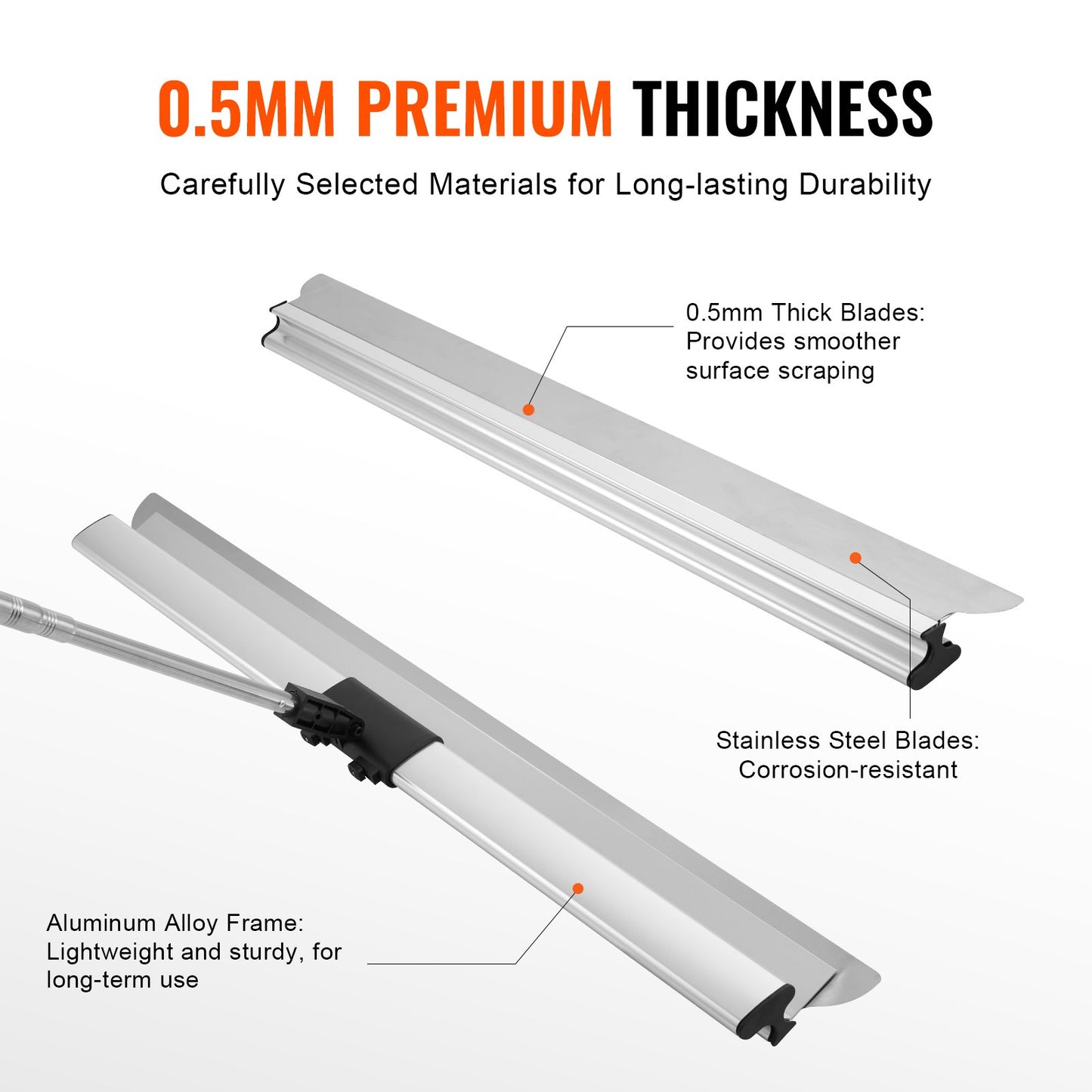 Gipsskiva, 48 tums glättningskniv, blad i rostfritt stål och hölje i aluminiumlegering Professionella verktyg för skimning av gips, avtorknings-/gipsskiva, för gyps/väggskivor/gipsskivor