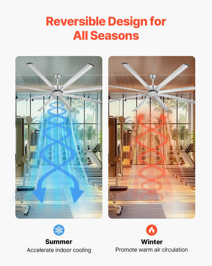 244 cm takfläkt utan ljus, 6-växlad fjärrkontroll, aluminium med 8 blad, reversibel likströmsmotor, modern lågprofilsfläkt för infälld montering för sovrum, vardagsrum, uteplats, inomhus/utomhus, borstad nickel
