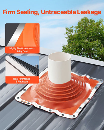 Roof Pipe Flashing Boot, Fit Pipe OD 10" to 18", Flexible Silicone Roofing Jack Pipe Flashing, High Temp -101℉ to 437℉, Endurable Square Metal Base, for Chimney, Wood Stove & Outdoor Vent Pipes