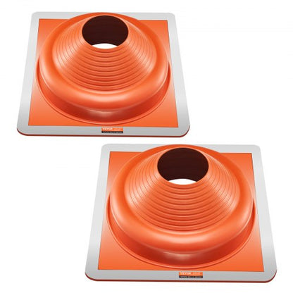 2Pcs Roof Pipe Flashing Boots, Fit Pipe OD 6-3/4" to 14", Flexible Silicone Roofing Jack Pipe Flashing, High Temp -101℉ to 437℉, Square Metal Base, for Chimney, Wood Stove & Outdoor Vent Pipes