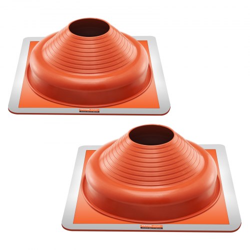 2 PCs Roof Pipe Flashing Boots, Fit Pipe OD 6-1/4" - 11-3/4", Flexible Silicone Roofing Jack Pipe Flashing, High Temp -101℉ - 437℉, Square Metal Base, for Chimney, Wood Stove & Outdoor Vent Pipe