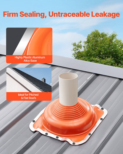 2 PCs Roof Pipe Flashing Boots, Fit Pipe OD 6-1/4" - 11-3/4", Flexible Silicone Roofing Jack Pipe Flashing, High Temp -101℉ - 437℉, Square Metal Base, for Chimney, Wood Stove & Outdoor Vent Pipe