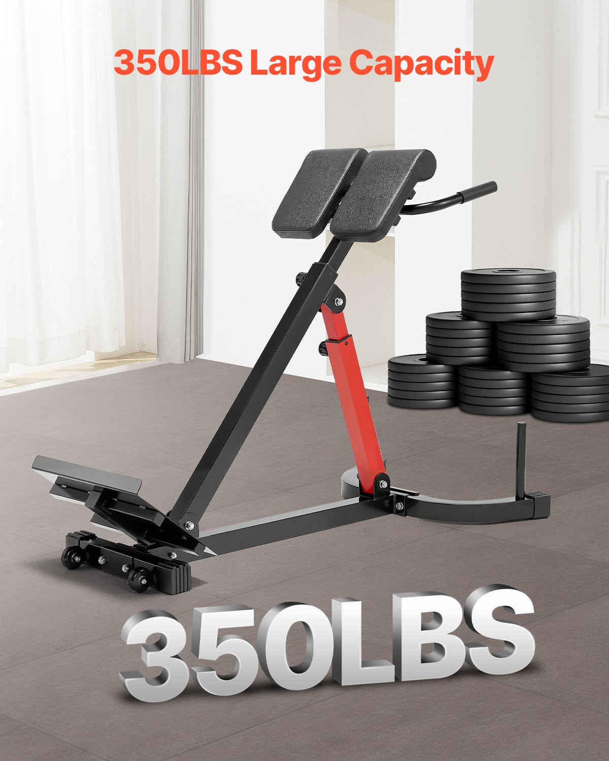 Romersk stol Hyperextensionbänk, 145 kg justerbar förlängningsmaskin, multifunktionell träningsutrustning för sätesmuskler, hamstringsmuskler, ländrygg och magträning, fitnessviktbänk för hemmagym
