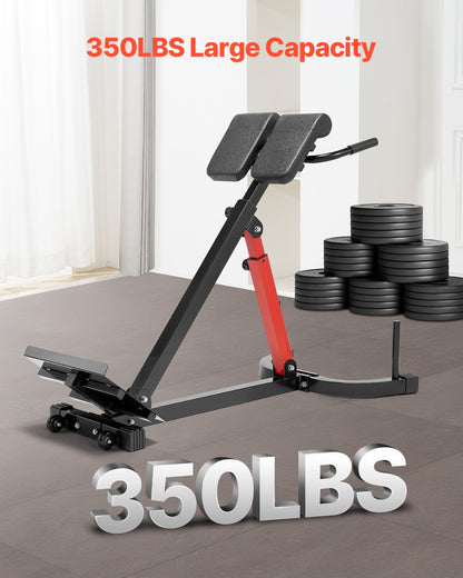 Romersk stol Hyperextensionbänk, 145 kg justerbar förlängningsmaskin, multifunktionell träningsutrustning för sätesmuskler, hamstringsmuskler, ländrygg och magträning, fitnessviktbänk för hemmagym