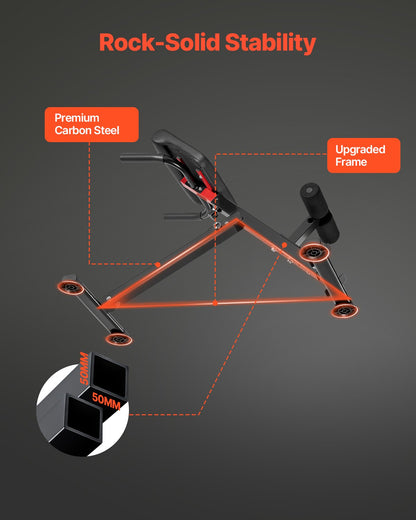 Romersk stol Hyperextensionbänk, 112 kg justerbar och hopfällbar förlängningsmaskin, multifunktionell träningsutrustning för sätes-, hamstring-, rygg- och magträning, fitnessviktbänk för hemmagym