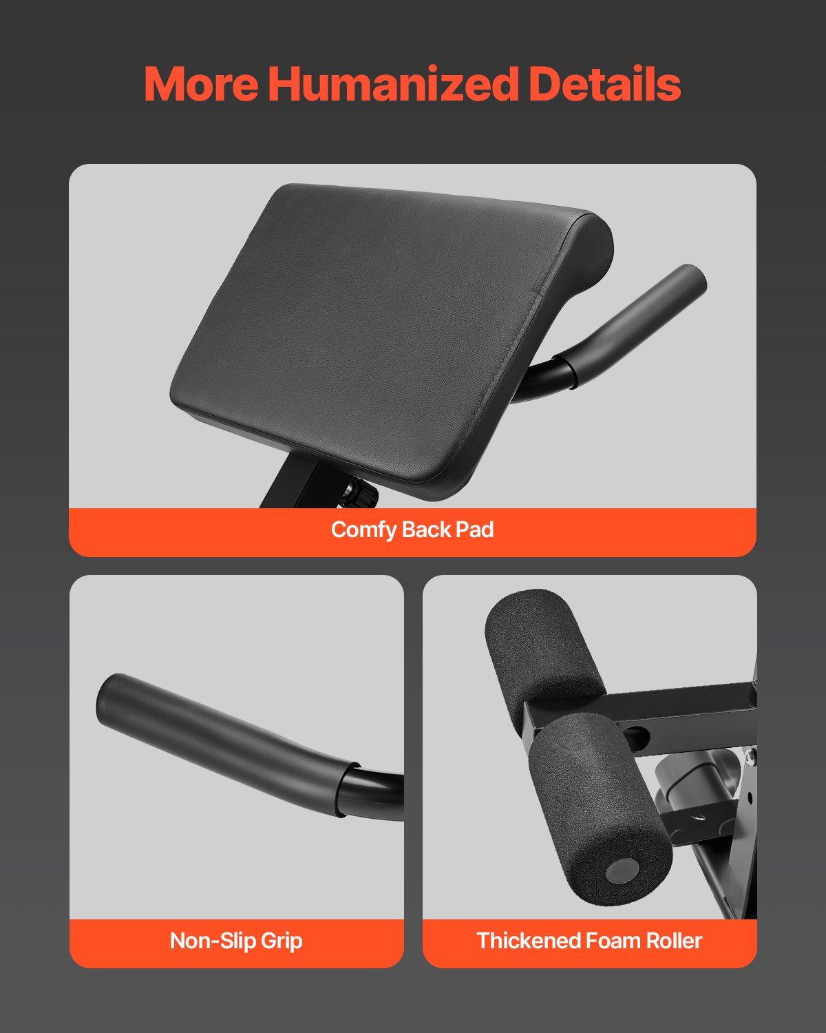 Romersk stol Hyperextensionbänk, 112 kg justerbar och hopfällbar förlängningsmaskin, multifunktionell träningsutrustning för sätes-, hamstring-, rygg- och magträning, fitnessviktbänk för hemmagym