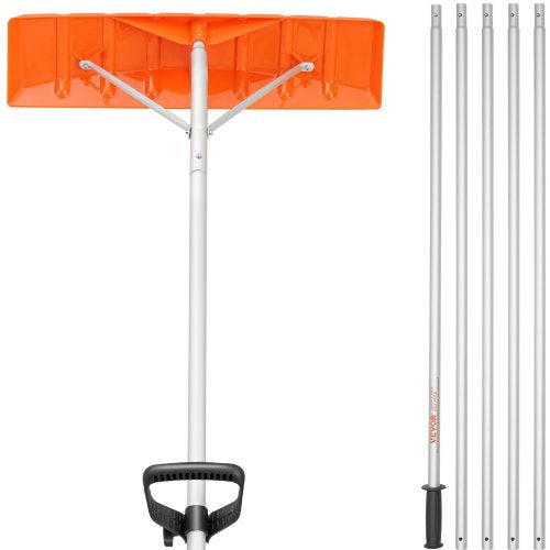 Snow Roof Rake, 63.5 cm Plastic Blade Snow Removal Tool, 640.1 cm Reach Aluminium Handle, Superior Roof Shovel with Anti-Slip Handle Grip, Easy to Setup & Use for House Roof, Car Snow, Wet Leaves
