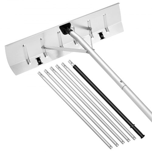 Snow Roof Rake, 66 cm Aluminum Blade, 2.3-6 m Adjustable Roof Snow Scraper with Wheels, Anti-Slip Handle Snows Removal Tool, Lightweight House Rooftop Rake for Leaves Debris Removal