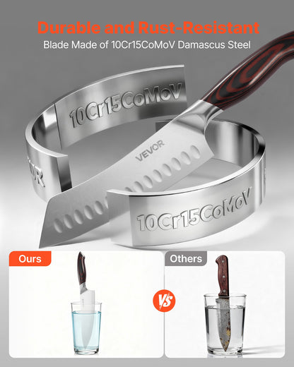 Kitchen Knife Set, 5 Piece High Carbon Stainless Steel Sharp Knife Set, Durable and Rust-Resistant, Professional Kitchen Cutlery with Ergonomic Crack-Resistant Handle, for Precise Cutting