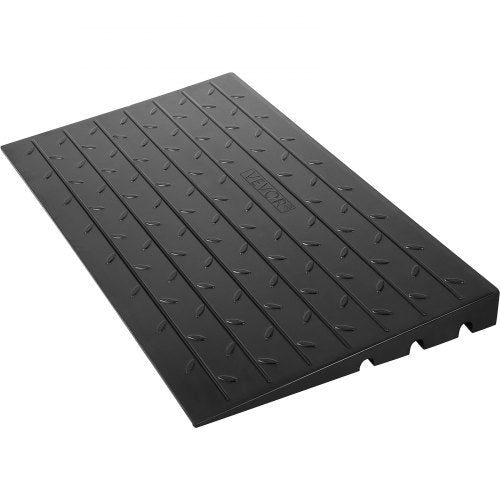 Rubber Threshold Ramp, 3" Rise Threshold Ramp Doorway, 3 Channels Cord Cover Rubber Solid Threshold Ramp, Rubber Angled Entry Rated 2200 Lbs Load Capacity for Wheelchair and Scooter