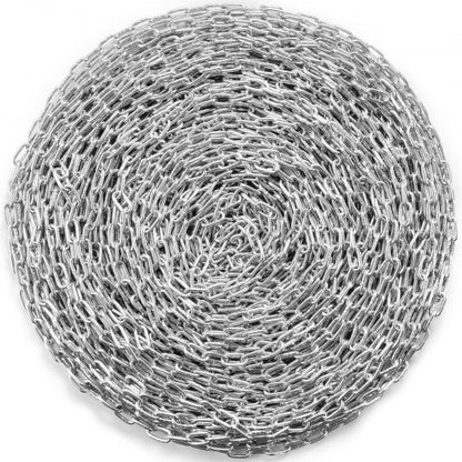 Proof Coil Chain, 3/16" x 250', 1100 lbs Safe Working Load, Zinc Plated Proof Tested Coil Chain with Two Quick Links, Galvanized Carbon Steel Link Chain for Towing, Hanging, Camping, Pet Towing