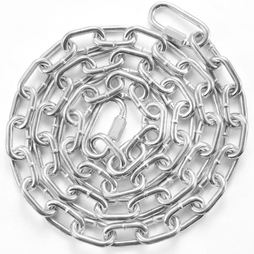 Proof Coil Chain, 5/16" x 6', 1980 lbs Safe Working Load, Zinc Plated Proof Tested Coil Chain with Two Quick Links, Galvanized Carbon Steel Link Chain for Towing, Hanging, Camping, Pet Towing