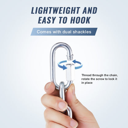 Proof Spiralkedja, 5/16" x 6', 1980 lbs säker arbetsbelastning, förzinkad, testad, provad, spiralkedja med två snabblänkar, galvaniserad kolstålslänkkedja för bogsering, upphängning, camping, husdjursbogsering